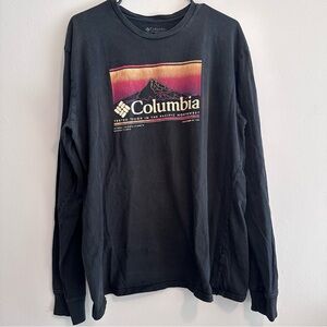 Columbia Men's Black and Orange Mountain Long Sleeve Tee